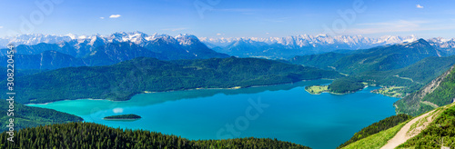 Ausblick auf den Walchensee und in die bayrischen Alpen  photo