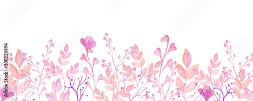 watercolor pink frame flower valentines day