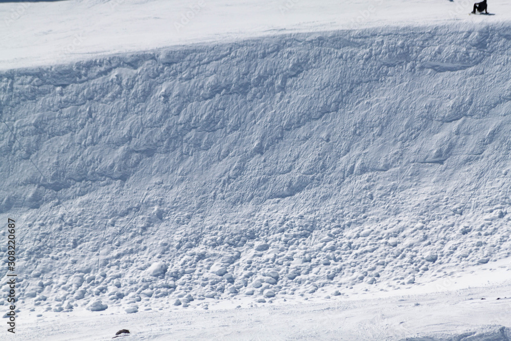 Beautiful winter panorama with fresh powder snow. in tall mighty mountains Elbrus, ski resort, the Republic of Kabardino-Balkaria, Russia