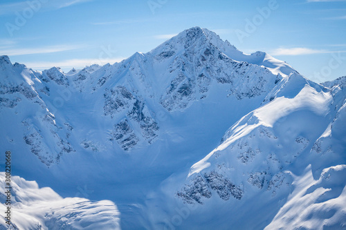 Winter panoramic view of the snowy high mountains of Elbrus in the Russia © dolphinartin