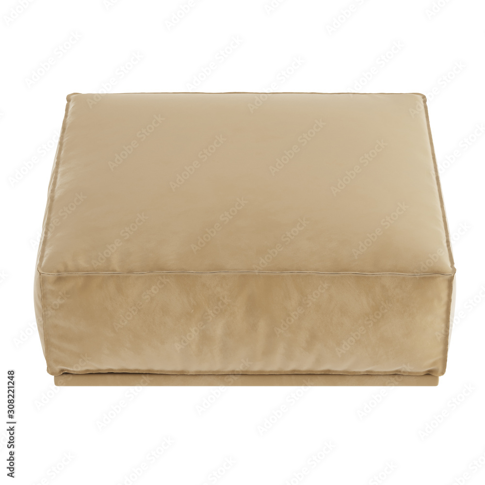 Cloth velvet pouf on a white background. 3d rendering Cloth velvet pouf on a white background. 3d rendering