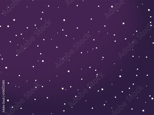 Starry space vector background. Pixel art. 8 bit.  Stars.