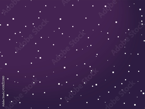 Starry space vector background. Pixel art. 8 bit.  Stars.