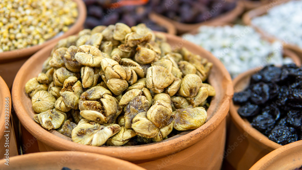 naturally dried organic figs on the market counter naturally dried organic figs on the market counter
