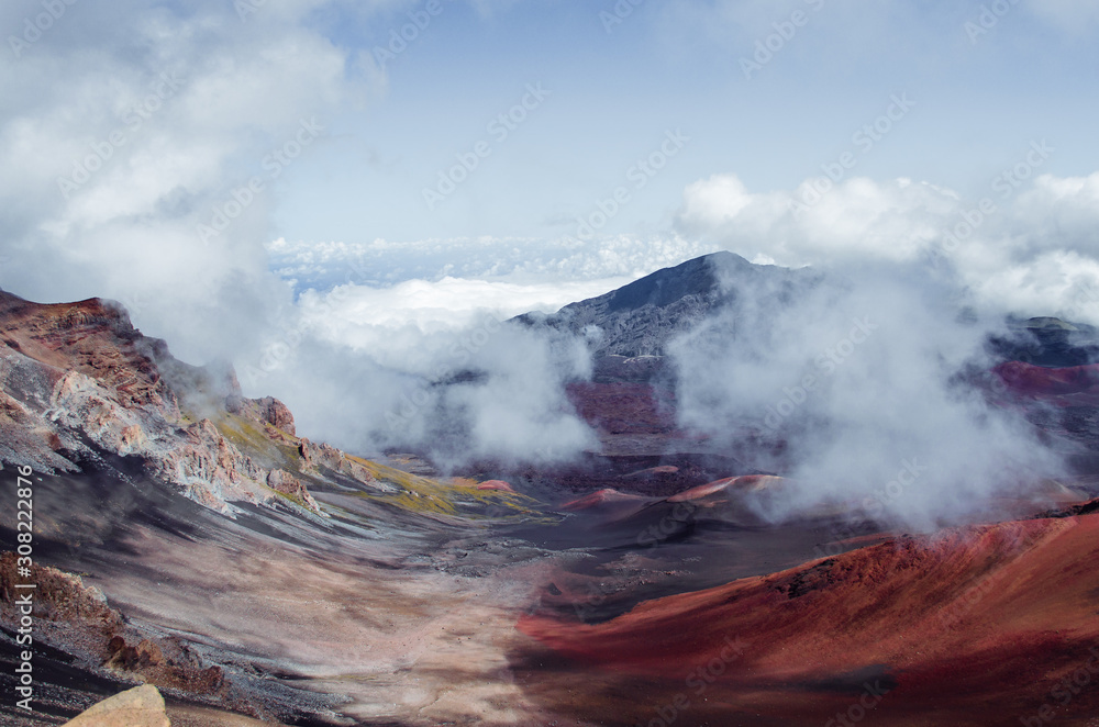 View of Haleakala crater covered in clouds — Haleakala National Park, Maui, Hawai