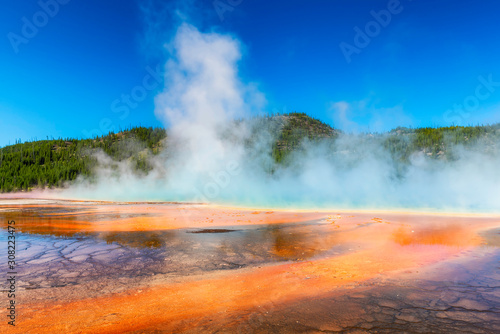 Volcanic Grand Prismatic Spring in Yellowstone National Park, Wyoming, USA.