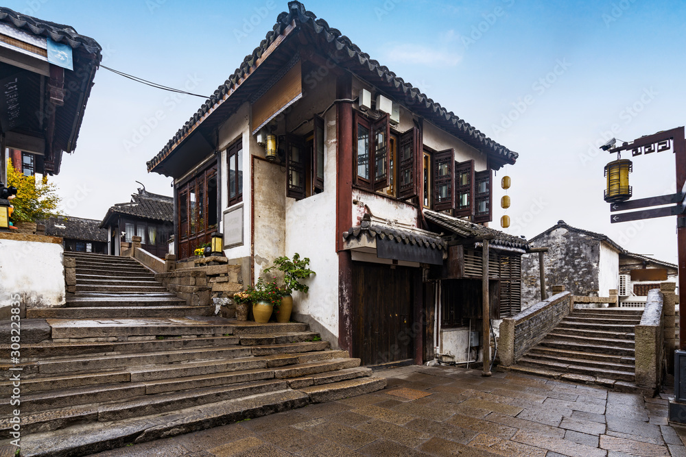Stone Bridge is in the ancient town, Zhouzhuang Ancient Town, Suzhou, China