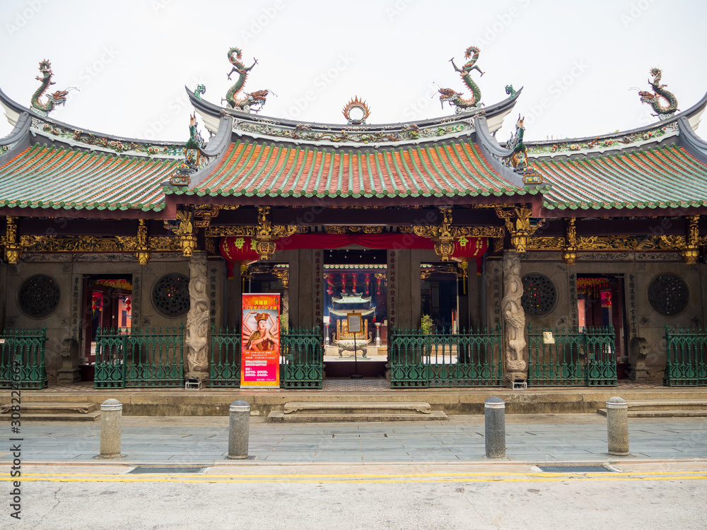 Facade of Thian Hock Keng Temple in Singapore