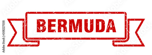Bermuda ribbon. Red Bermuda grunge band sign