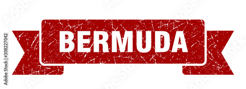 Bermuda ribbon. Red Bermuda grunge band sign