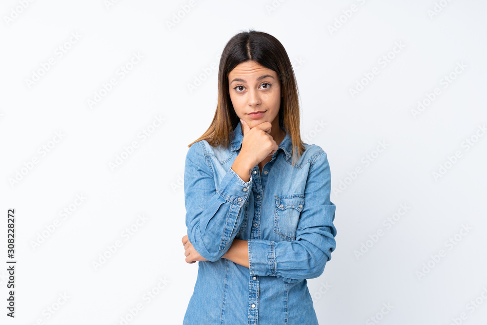 Young woman over isolated white background thinking Young woman over isolated white background thinking