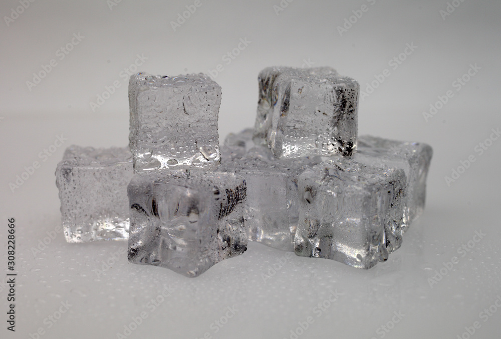 ice cubes on a gray background, macro ice cubes on a gray background, macro