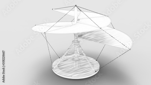 3d rendering of the da vinci helicopter isolated in studio background