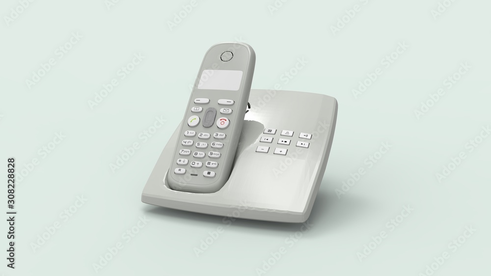 3d rendering of a telephone device isolated in studio background