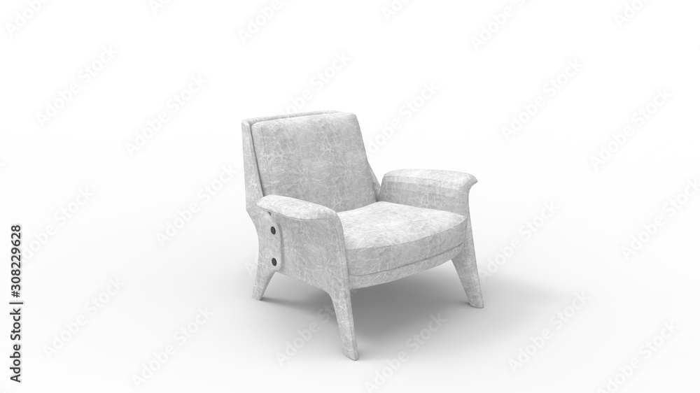 3d rendering of a white design chair isolated in studio background 3d rendering of a white design chair isolated in studio background