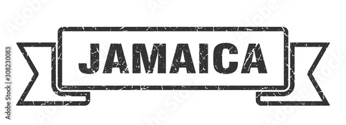 Jamaica ribbon. Black Jamaica grunge band sign