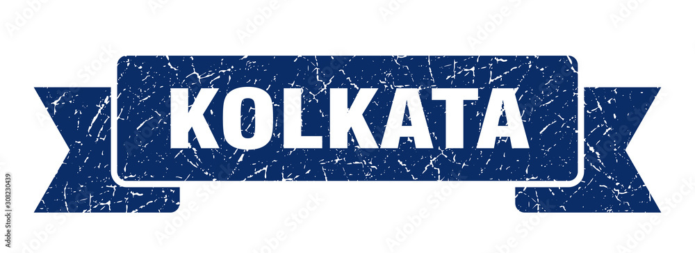 Kolkata ribbon. Blue Kolkata grunge band sign Kolkata ribbon. Blue Kolkata grunge band sign