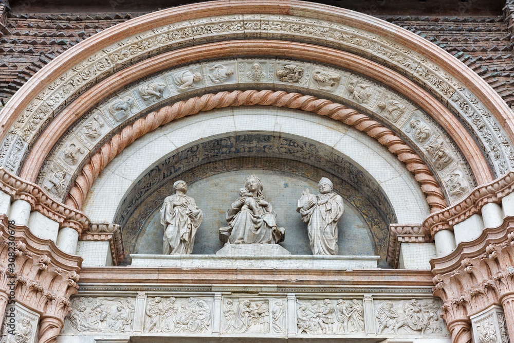 Basilica di San Petronio facade in Bologna, Italy.