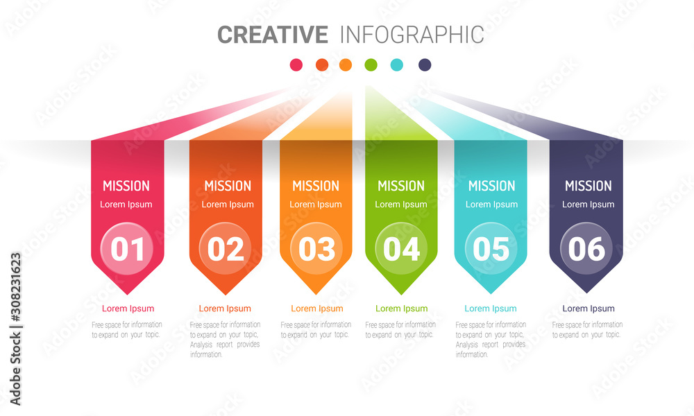 Infographic template with numbers 6 option can be used for workflow layout, diagram, number step up options. Infographic template with numbers 6 option can be used for workflow layout, diagram, number step up options.