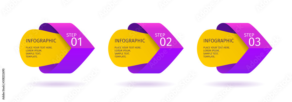 Infographic arrows with 3 step up options. Vector template in cold ...