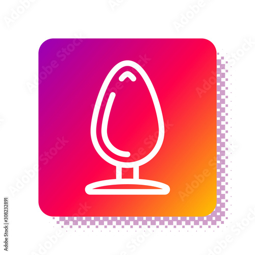 White Anal plug icon isolated on white background. Butt plug sign. Fetish accessory. Sex toy for men and woman. Square color button. Vector Illustration