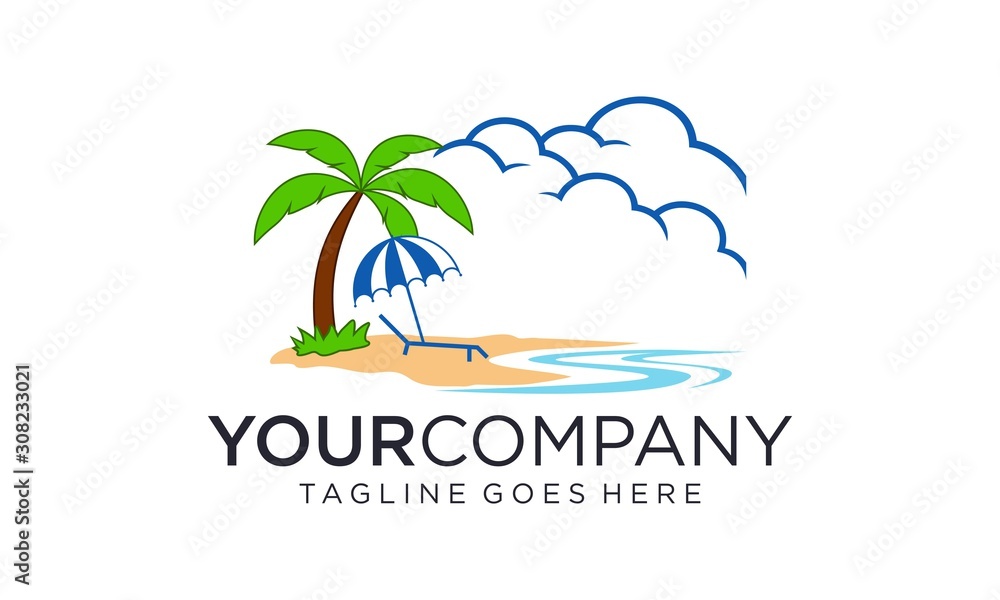 Beach logo design concept on white background	