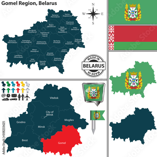 Map of Gomel Region, Belarus