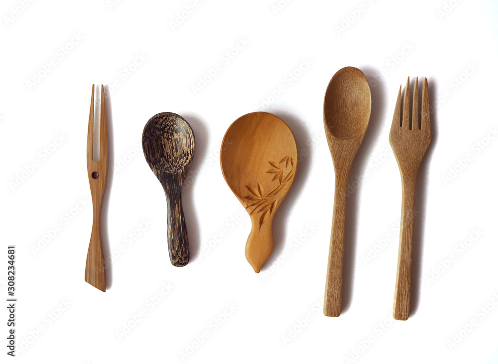 wooden spoon and fork isolated on white utensils vintage wooden spoon and fork isolated on white utensils vintage