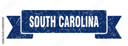 South Carolina ribbon. Blue South Carolina grunge band sign