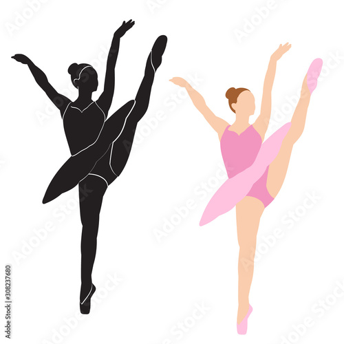  isolated  silhouette of a girl who dances  ballerina