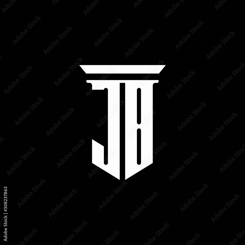 JB monogram logo with emblem style isolated on black background Stock ...
