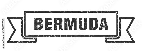 Bermuda ribbon. Black Bermuda grunge band sign