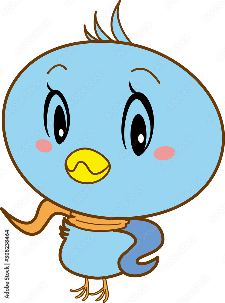 青い鳥 キャラクター レトロ オレンジ スカーフ ２頭身 動物 Stock Vektorgrafik Adobe Stock