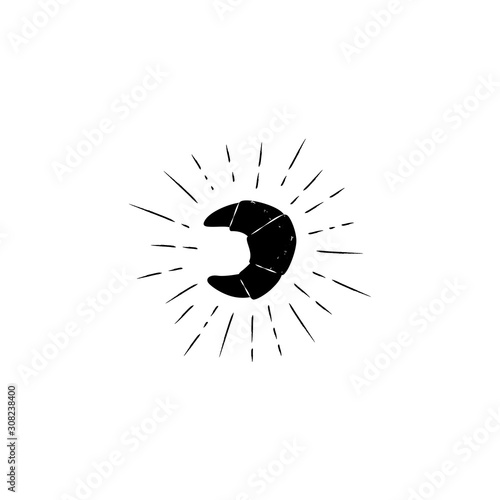 Vector doodle croissant silhouette illustration on white