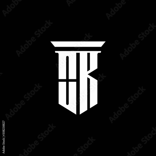 OK monogram logo with emblem style isolated on black background