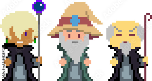 Set of pixel characters in art style