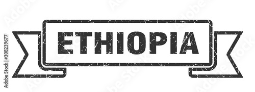 Ethiopia ribbon. Black Ethiopia grunge band sign