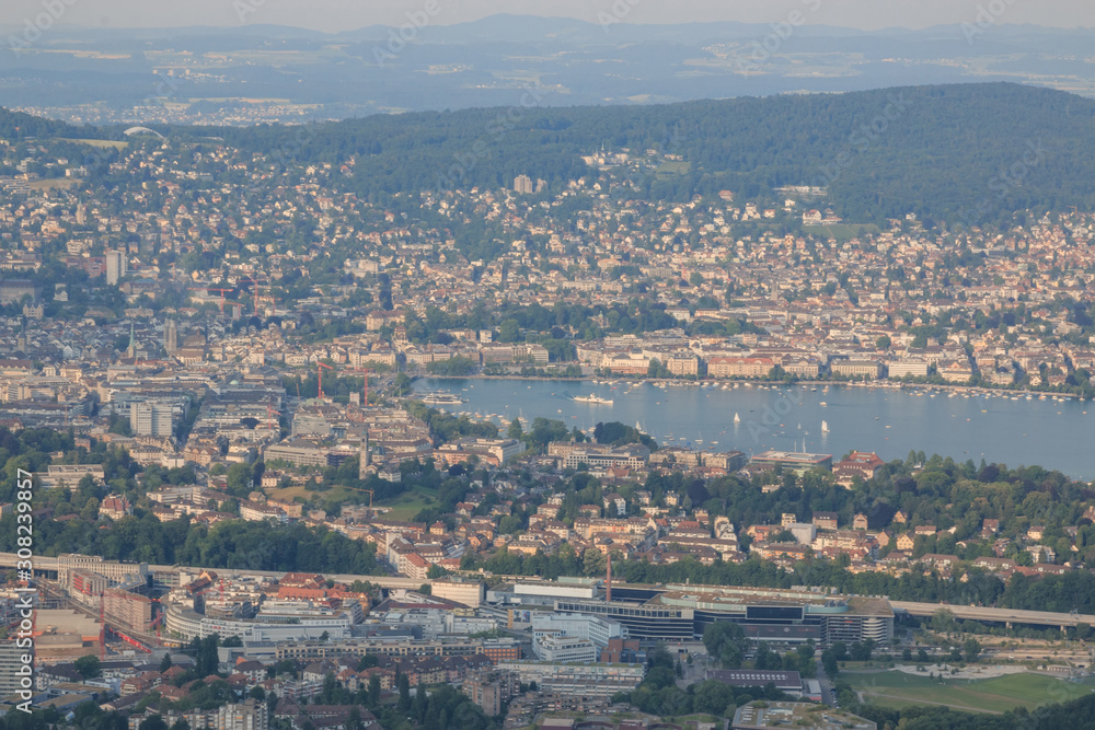 Obraz premium Panorama view of historic Zurich city center with lake, canton of Zurich