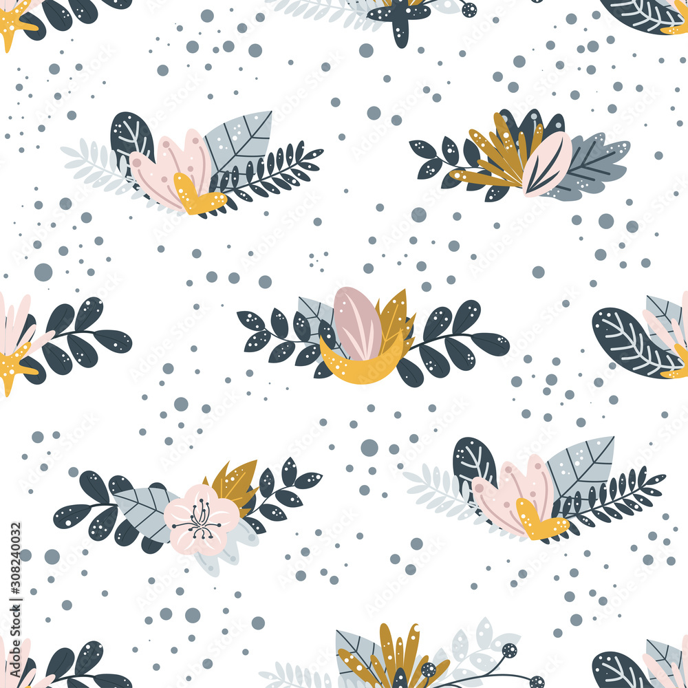 seamless pattern with flowers on the white background - vector illustration, eps