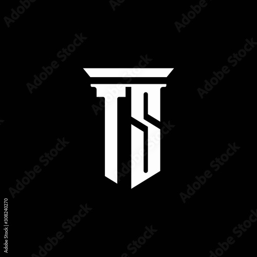 TS monogram logo with emblem style isolated on black background