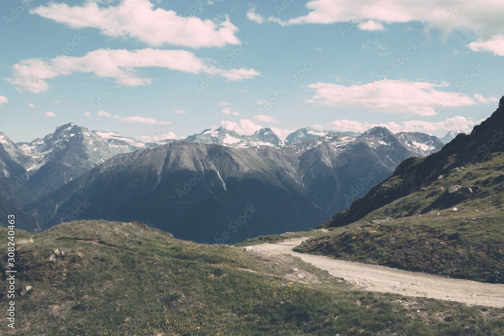 Panorama of mountains scene in national park Switzerland