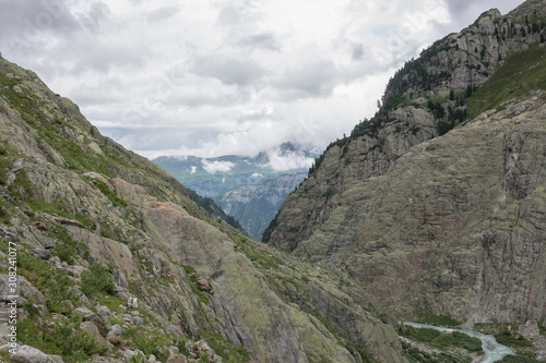 Panorama of mountains on route of Trift Bridge in national park Switzerland © TravelFlow