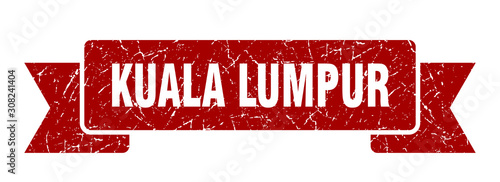 Photography Kuala Lumpur ribbon. Red Kuala Lumpur grunge band sign