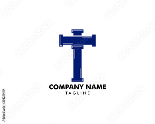 Initial letter T plumbing pipe logo template vector icon illustration design