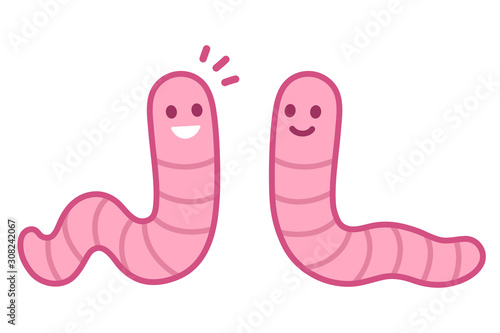 Cute cartoon earthworms