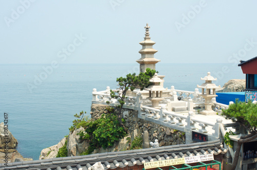 Buddhist temple in Busan in summer photo