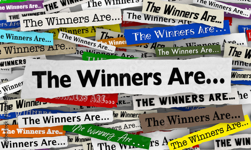 The Winners Are Awards Cermony Announcement News Headlines 3d Illustration photo