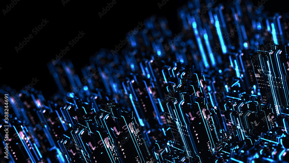 3D Rendering of abstract technology background. Concept for big data ...