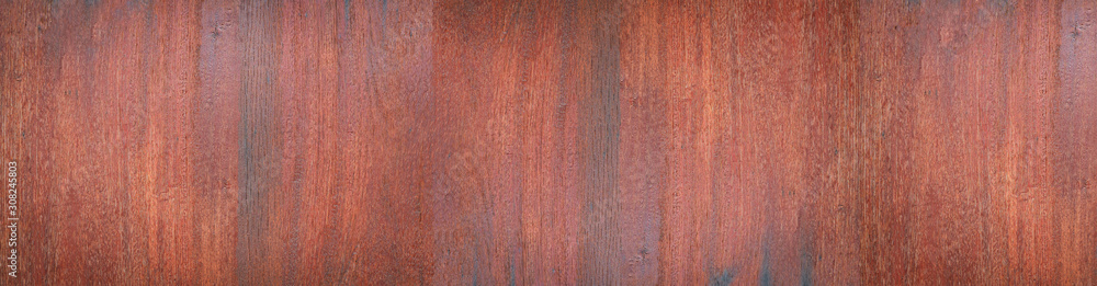 Naklejka premium Panorama wood wall with beautiful vintage brown wooden texture background