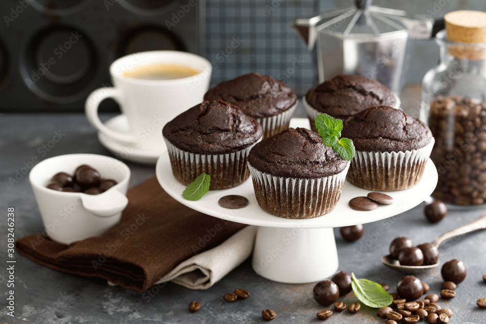 Coffee chocolate muffins for breakfast Coffee chocolate muffins for breakfast